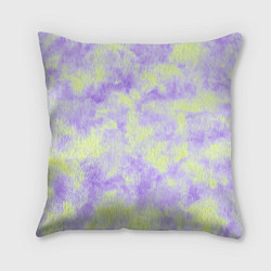 Подушка квадратная Нежный желто-фиолетовый тай дай, цвет: 3D-принт