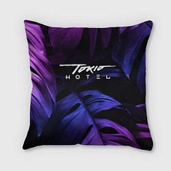 Подушка квадратная Tokio Hotel Neon Monstera, цвет: 3D-принт