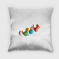 Подушка квадратная Полет макарунов, цвет: 3D-принт