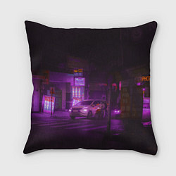 Подушка квадратная Неоновый ночной переход - Фиолетовый