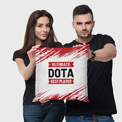 Подушка квадратная Dota: красные таблички Best Player и Ultimate, цвет: 3D-принт — фото 2