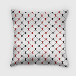 Подушка квадратная Куфия - чёрно-красный узор в арабском стиле куфия, цвет: 3D-принт