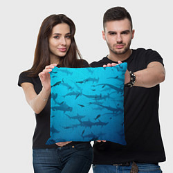 Подушка квадратная Акулы - океан, цвет: 3D-принт — фото 2