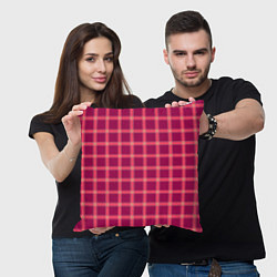 Подушка квадратная Красный модный узор в крупную клетку, цвет: 3D-принт — фото 2