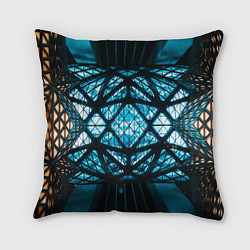 Подушка квадратная Неоновые абстрактные фигуры и фонари - Синий, цвет: 3D-принт