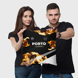 Подушка квадратная Porto legendary sport fire, цвет: 3D-принт — фото 2