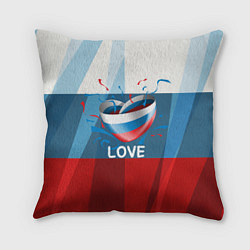Подушка квадратная Флаг России в виде сердца