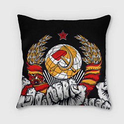 Подушка квадратная Герб СССР на черном фоне