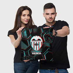 Подушка квадратная Valencia FC в стиле glitch на темном фоне, цвет: 3D-принт — фото 2