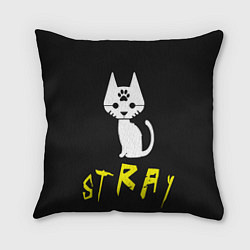 Подушка квадратная Stray - киберпанк кот в минимализме, цвет: 3D-принт