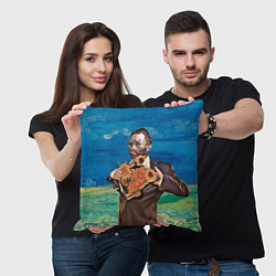 Подушка квадратная Ван Гог портрет с Подсолнухами, цвет: 3D-принт — фото 2