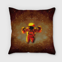 Подушка квадратная Космонавт в пылающем космосе