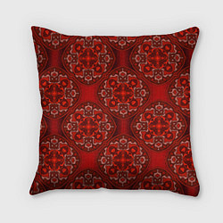 Подушка квадратная Красные абстрактные круглые узоры, цвет: 3D-принт