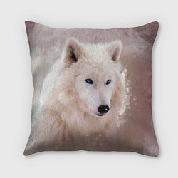 Подушка квадратная Белый зимний волк