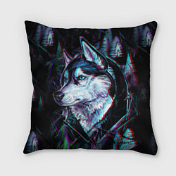 Подушка квадратная Волк - глитч, цвет: 3D-принт