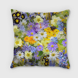 Подушка квадратная Цветочная летняя поляна, цвет: 3D-принт