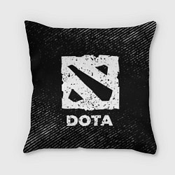 Подушка квадратная Dota с потертостями на темном фоне