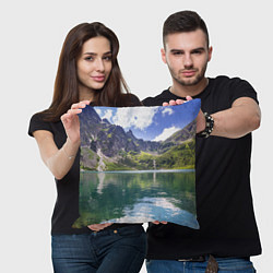 Подушка квадратная Прозрачное горное озеро, цвет: 3D-принт — фото 2