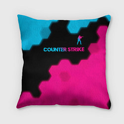 Подушка квадратная Counter Strike - neon gradient: символ сверху, цвет: 3D-принт