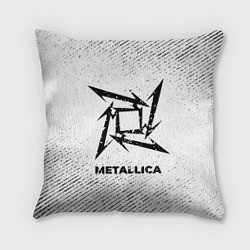 Подушка квадратная Metallica с потертостями на светлом фоне