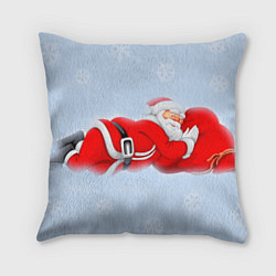 Подушка квадратная Санта сладко спит, цвет: 3D-принт