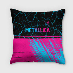Подушка квадратная Metallica - neon gradient: символ сверху