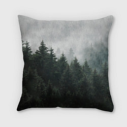 Подушка квадратная Туманный хвойный лес, цвет: 3D-принт