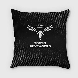 Подушка квадратная Tokyo Revengers с потертостями на темном фоне