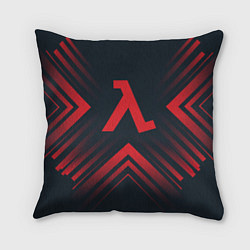 Подушка квадратная Красный символ Half-Life на темном фоне со стрелка, цвет: 3D-принт