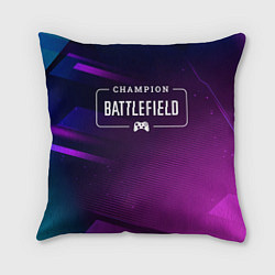 Подушка квадратная Battlefield gaming champion: рамка с лого и джойст
