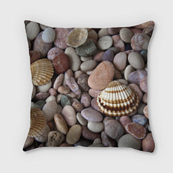Подушка квадратная Морские камни и ракушки, цвет: 3D-принт