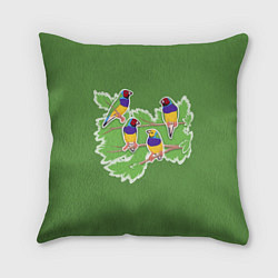 Подушка квадратная Яркие Амадины, цвет: 3D-принт