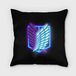 Подушка квадратная Attack on Titan neon logo, цвет: 3D-принт