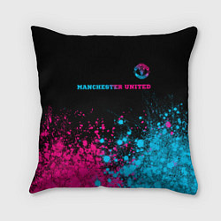 Подушка квадратная Manchester United - neon gradient: символ сверху