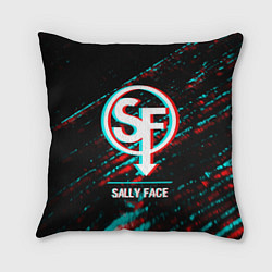Подушка квадратная Sally Face в стиле glitch и баги графики на темном, цвет: 3D-принт