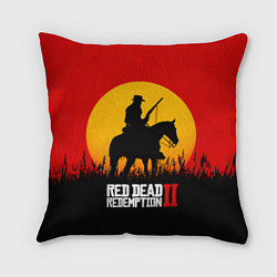Подушка квадратная Red Dead Redemption 2 - закат, цвет: 3D-принт