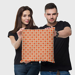 Подушка квадратная Оранжевые ромашки - цветочки паттерном, цвет: 3D-принт — фото 2