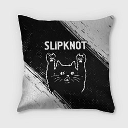 Подушка квадратная Группа Slipknot и рок кот