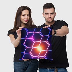 Подушка квадратная Магическая неоновая броня, цвет: 3D-принт — фото 2