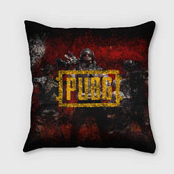 Подушка квадратная PUBG red theme, цвет: 3D-принт