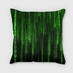 Подушка квадратная Двоичный код зеленый, цвет: 3D-принт