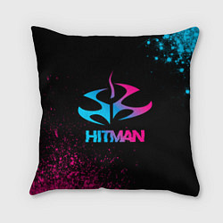 Подушка квадратная Hitman - neon gradient