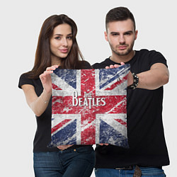 Подушка квадратная The Beatles - лого на фоне флага Великобритании, цвет: 3D-принт — фото 2