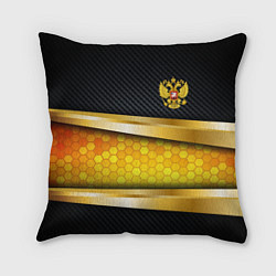 Подушка квадратная Black & gold - герб России, цвет: 3D-принт