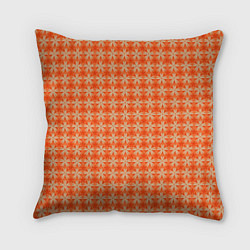 Подушка квадратная Цветочки на оранжевом фоне