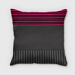 Подушка квадратная Комбинированный серый с красным полосатый узор