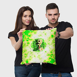 Подушка квадратная Minecraft creeper green, цвет: 3D-принт — фото 2