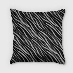 Подушка квадратная Полосатый черно-серый узор Зебра, цвет: 3D-принт