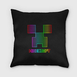 Подушка квадратная Minecraft logo neon