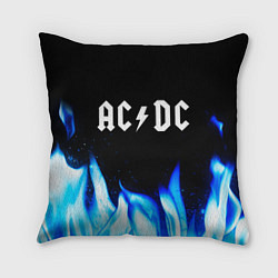 Подушка квадратная AC DC blue fire, цвет: 3D-принт